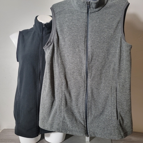 Lands' End Black & Gray Vest Fleece Soft Full Zip S Moc Neck  Soft OEKO-TEX Warm - Picture 9 of 11